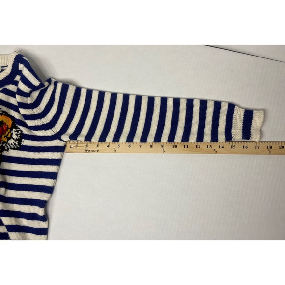 JAMISON Striped Tiger Face Knit Sweater Crew Neck Long Sleeve Size S - Picture 9 of 11